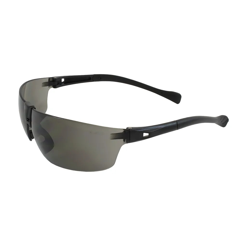 Bouton Optical 250-Mt-10072 Rimless Safety Glasses With Black Temple, Gray Lens And Anti-Scratch Coating 250-MT-10072-11520