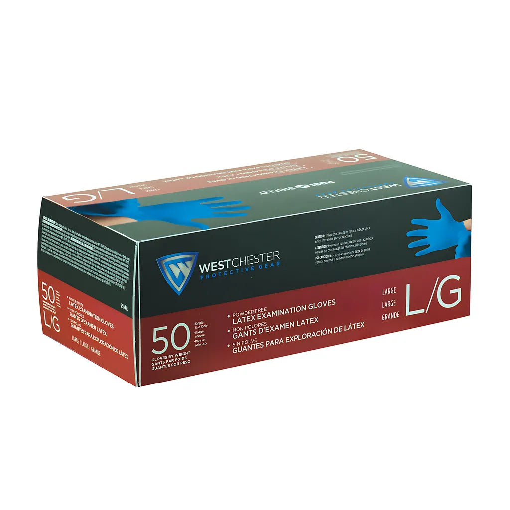 West Chester 2550/S Exam Grade Disposable Latex Glove, Powder Free With Fully Textured Grip - 14 Mil 2550S-11649