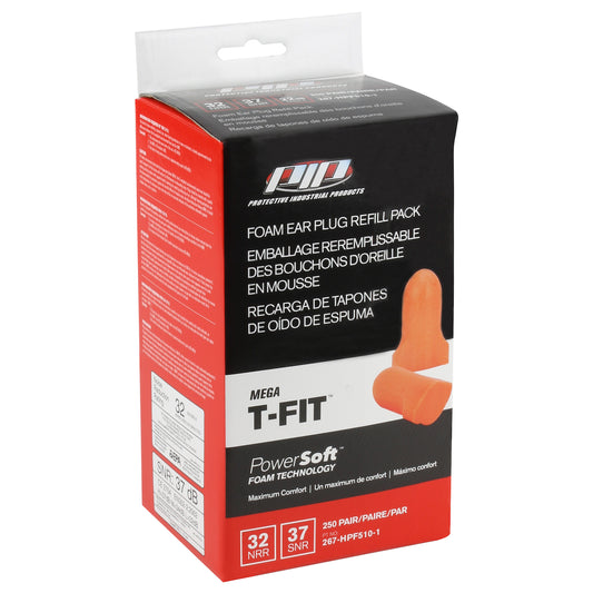 PIP 267-HPF510-1 T-Shape Disposable Soft Polyurethane Foam Ear Plugs - Dispenser Refill Pack