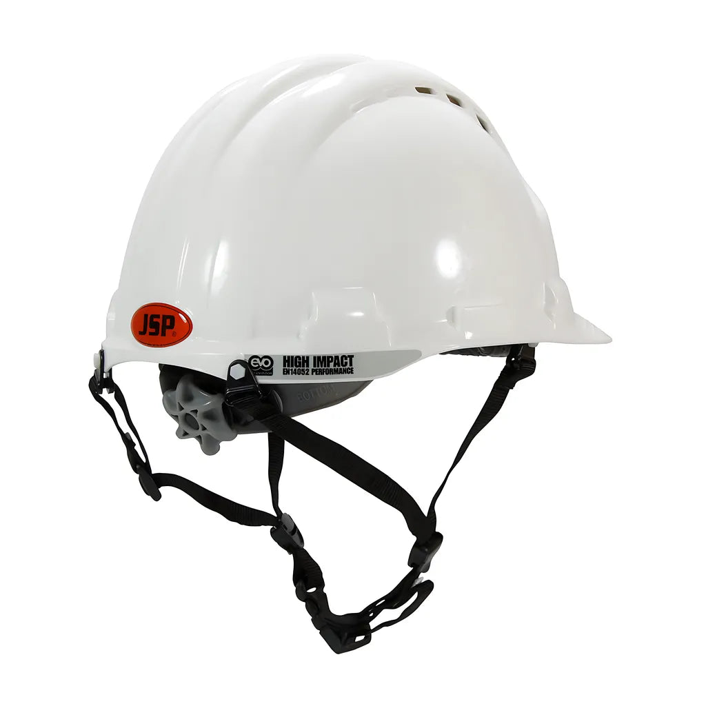 Jsp 280-Ahs240V-10 Vented, Type Ii Linesman Hard Hat With Hdpe Shell, Eps Impact Liner, Polyester Suspension, Wheel Ratchet Adjustment And 4-Point Chin Strap 280-AHS240V-10-11866