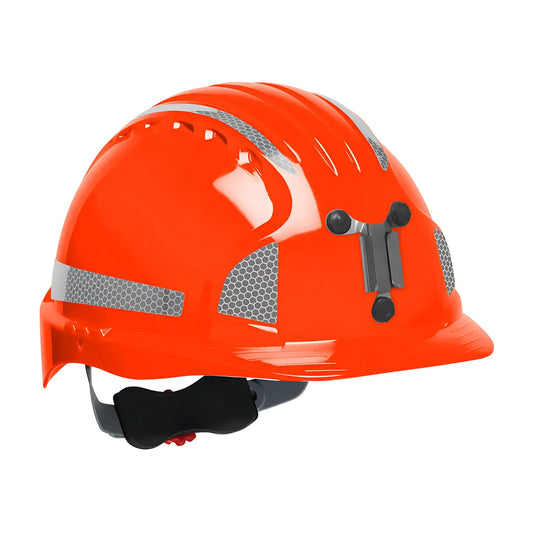 Jsp 280-Ev6151M-Or Standard Brim Mining Hard Hat With Hdpe Shell, 6-Point Polyester Suspension And Wheel Ratchet Adjustment 280-EV6151M-OR-11911