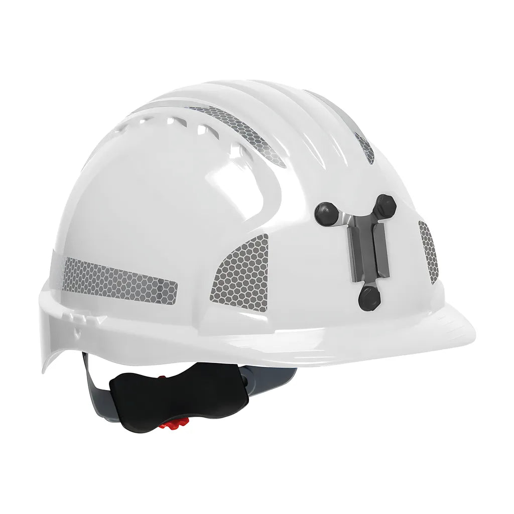 Jsp 280-Ev6151Mcr2-10 Standard Brim Mining Hard Hat With Hdpe Shell, 6-Point Polyester Suspension, Wheel Ratchet Adjustment And Cr2 Reflective Kit 280-EV6151MCR2-10-11921