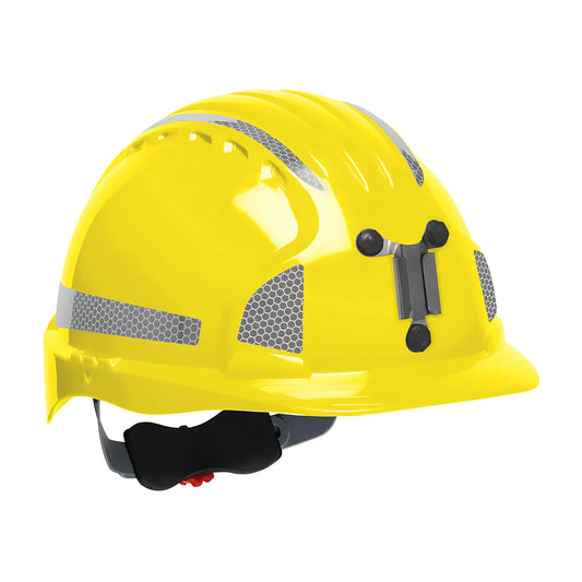 Jsp 280-Ev6151Mcr2-20 Standard Brim Mining Hard Hat With Hdpe Shell, 6-Point Polyester Suspension, Wheel Ratchet Adjustment And Cr2 Reflective Kit 280-EV6151MCR2-20-11922