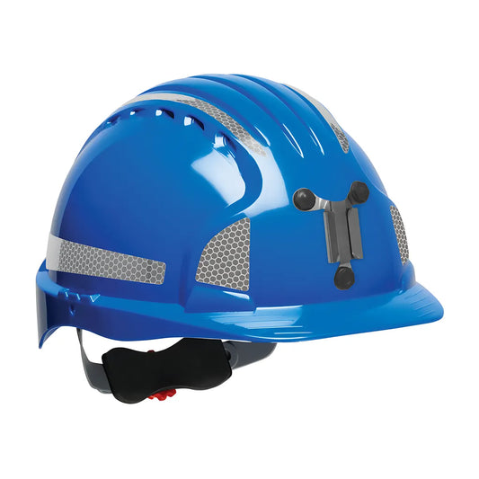 Jsp 280-Ev6151Mcr2-50 Standard Brim Mining Hard Hat With Hdpe Shell, 6-Point Polyester Suspension, Wheel Ratchet Adjustment And Cr2 Reflective Kit 280-EV6151MCR2-50-11916