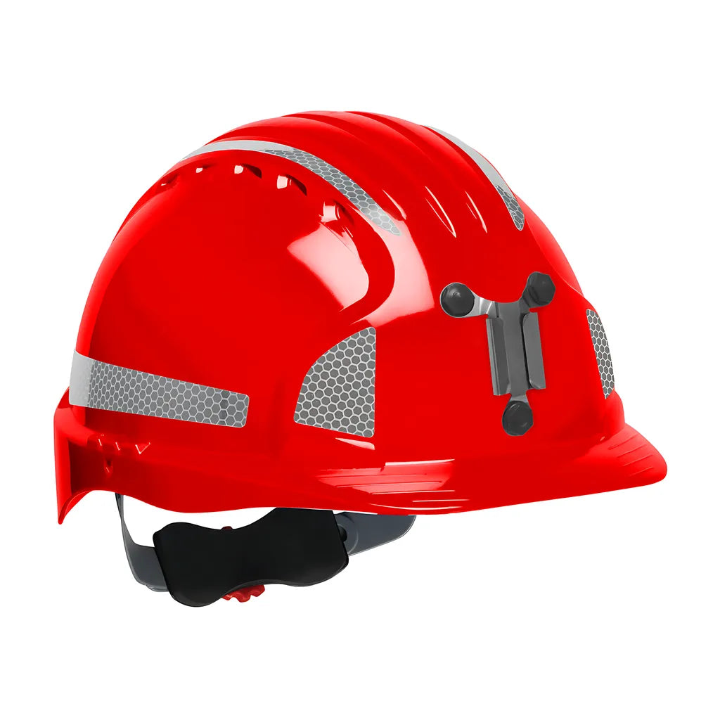 Jsp 280-Ev6151Mcr2-60 Standard Brim Mining Hard Hat With Hdpe Shell, 6-Point Polyester Suspension, Wheel Ratchet Adjustment And Cr2 Reflective Kit 280-EV6151MCR2-60-11920