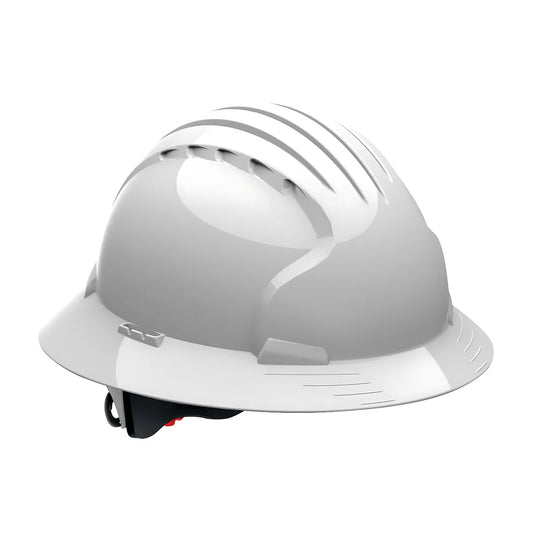 Jsp 280-Ev6161-10 Full Brim Hard Hat With Hdpe Shell, 6-Point Polyester Suspension And Wheel Ratchet Adjustment 280-EV6161-10-11955