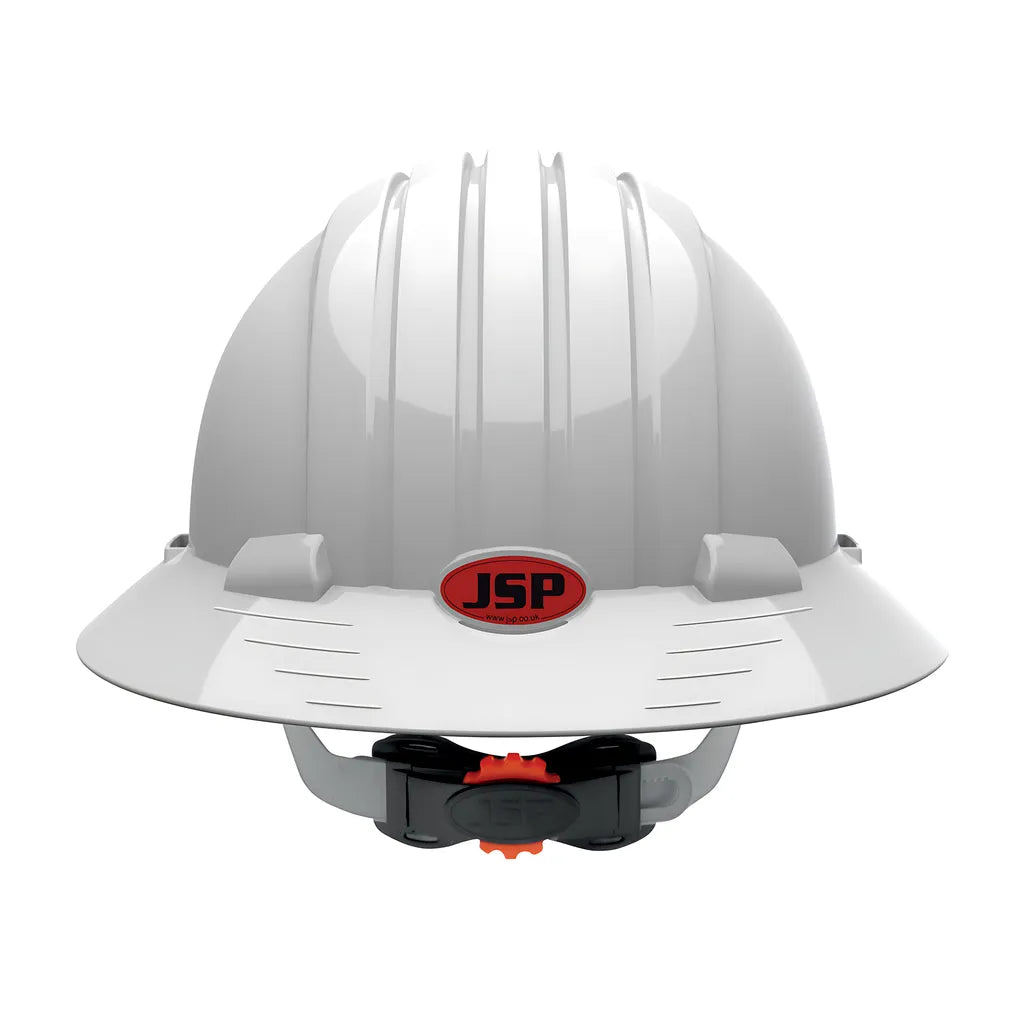 Jsp 280-Ev6161-10 Full Brim Hard Hat With Hdpe Shell, 6-Point Polyester Suspension And Wheel Ratchet Adjustment 280-EV6161-10-11956