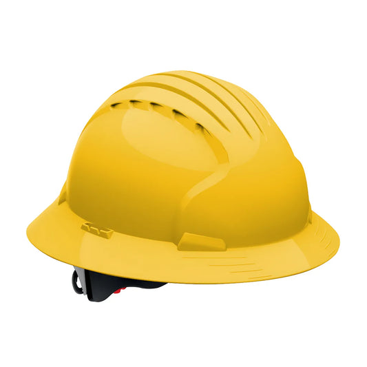 Jsp 280-Ev6161-20 Full Brim Hard Hat With Hdpe Shell, 6-Point Polyester Suspension And Wheel Ratchet Adjustment 280-EV6161-20-11958