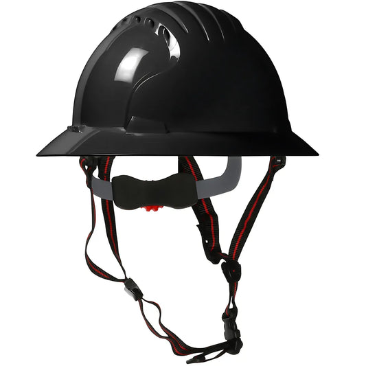 Jsp 280-Ev6161-Ch-11 Full Brim Safety Helmet With Hdpe Shell, 4-Point Chinstrap, 6-Point Suspension And Wheel Ratchet Adjustment 280-EV6161-CH-11-11959