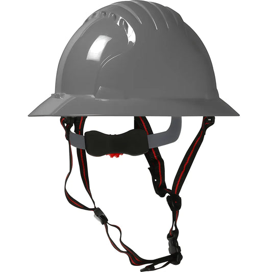 Jsp 280-Ev6161-Ch-40 Full Brim Safety Helmet With Hdpe Shell, 4-Point Chinstrap, 6-Point Suspension And Wheel Ratchet Adjustment 280-EV6161-CH-40-11960