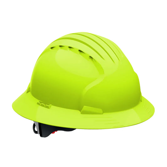 Jsp 280-Ev6161-Ly Full Brim Hard Hat With Hdpe Shell, 6-Point Polyester Suspension And Wheel Ratchet Adjustment 280-EV6161-LY-11953