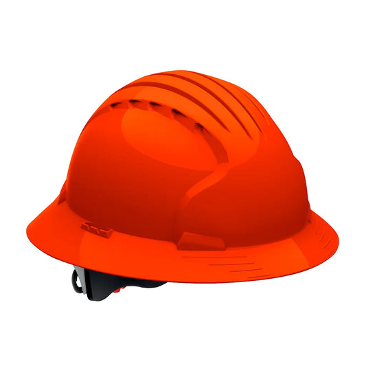 Jsp 280-Ev6161-Or Full Brim Hard Hat With Hdpe Shell, 6-Point Polyester Suspension And Wheel Ratchet Adjustment 280-EV6161-OR-11952