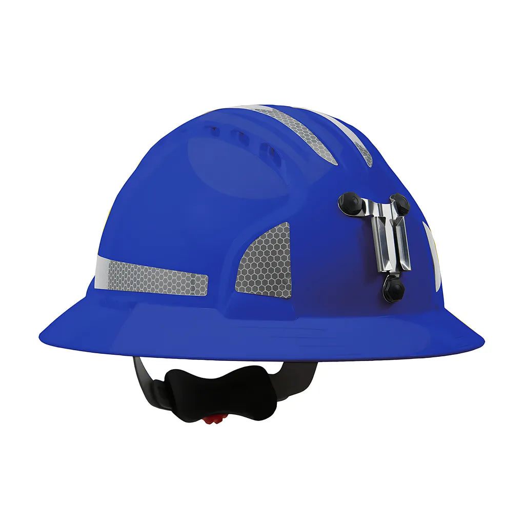 Jsp 280-Ev6161Mcr2-50 Full Brim Mining Hard Hat With Hdpe Shell, 6-Point Polyester Suspension, Wheel Ratchet Adjustment And Cr2 Reflective Kit 280-EV6161MCR2-50-11971