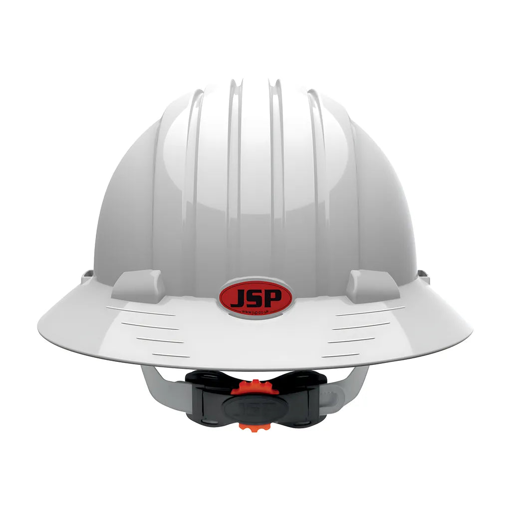 Jsp 280-Ev6161V-10 Vented, Full Brim Hard Hat With Hdpe Shell, 6-Point Polyester Suspension And Wheel Ratchet Adjustment 280-EV6161V-10-11990