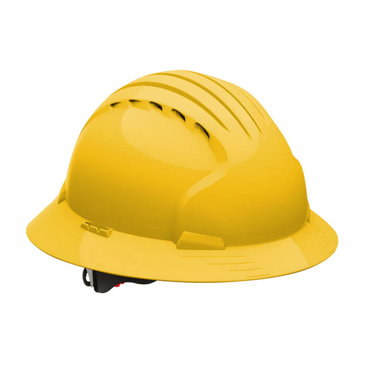 Jsp 280-Ev6161V-20 Vented, Full Brim Hard Hat With Hdpe Shell, 6-Point Polyester Suspension And Wheel Ratchet Adjustment 280-EV6161V-20-11987