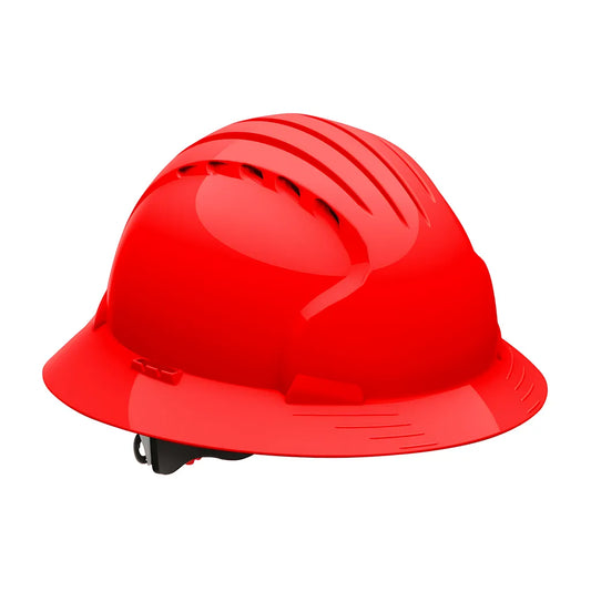 Jsp 280-Ev6161V-60 Vented, Full Brim Hard Hat With Hdpe Shell, 6-Point Polyester Suspension And Wheel Ratchet Adjustment 280-EV6161V-60-11986