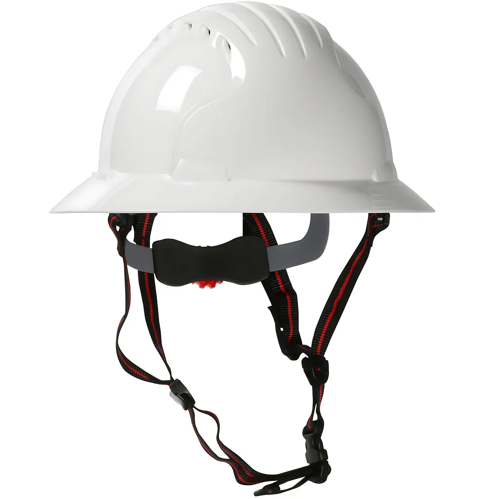 Jsp 280-Ev6161V-Ch-10 Vented, Full Brim Safety Helmet With Hdpe Shell, 4-Point Chinstrap, 6-Point Suspension And Wheel Ratchet Adjustment 280-EV6161V-CH-10-11996