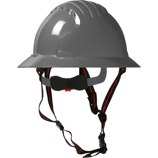 Jsp 280-Ev6161V-Ch-40 Vented, Full Brim Safety Helmet With Hdpe Shell, 4-Point Chinstrap, 6-Point Suspension And Wheel Ratchet Adjustment 280-EV6161V-CH-40-11994