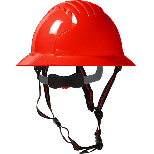 Jsp 280-Ev6161V-Ch-60 Vented, Full Brim Safety Helmet With Hdpe Shell, 4-Point Chinstrap, 6-Point Suspension And Wheel Ratchet Adjustment 280-EV6161V-CH-60-11995