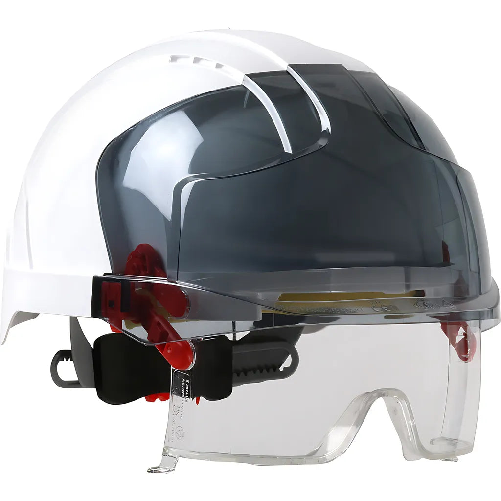 Jsp 280-Evln-01S Vistalens Type I, Non-Vented Industrial Safety Helmet With Lightweight Abs Shell, Integrated Ansi Z87.1 Eye Protection, 6-Point Polyester Suspension And Wheel Ratchet Adjustment 280-EVLN-01S-12004