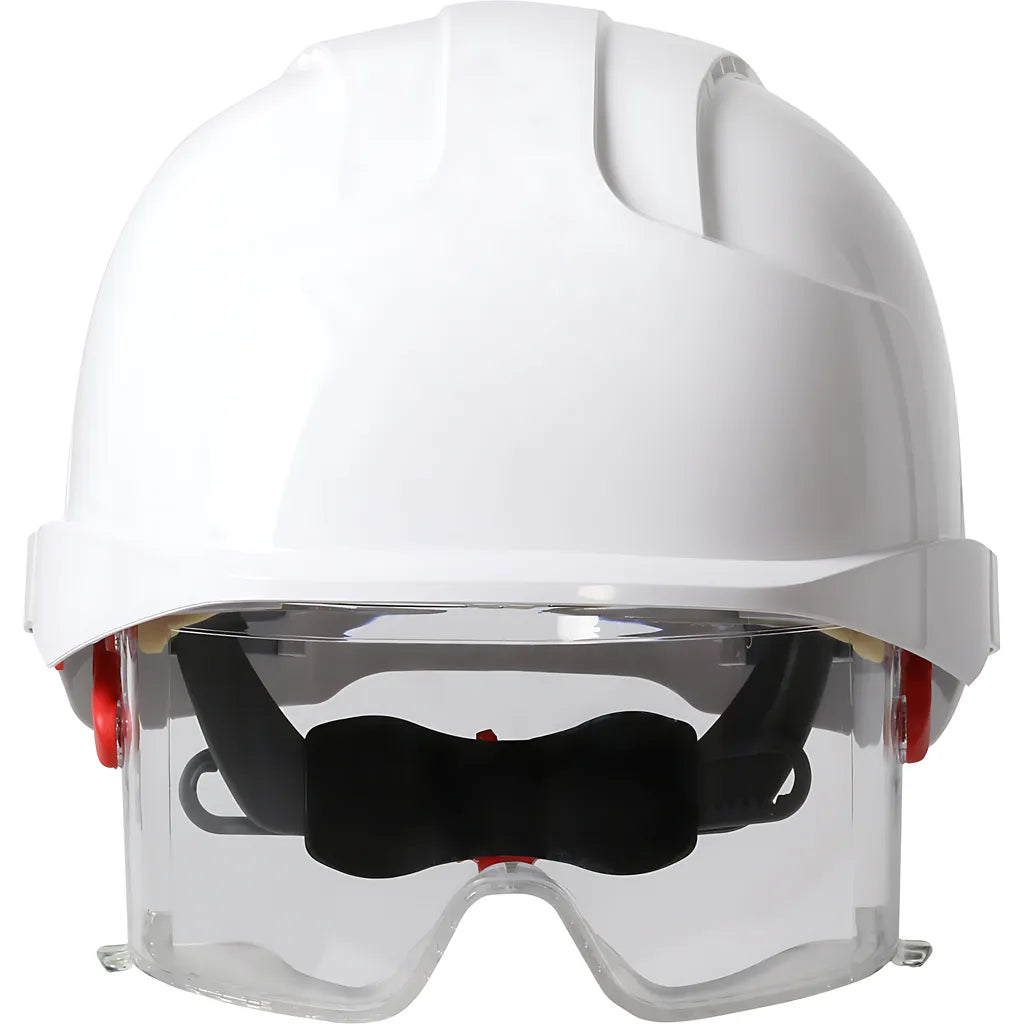 Jsp 280-Evln-01W Vistalens Type I, Non-Vented Industrial Safety Helmet With Lightweight Abs Shell, Integrated Ansi Z87.1 Eye Protection, 6-Point Polyester Suspension And Wheel Ratchet Adjustment 280-EVLN-01W-12001