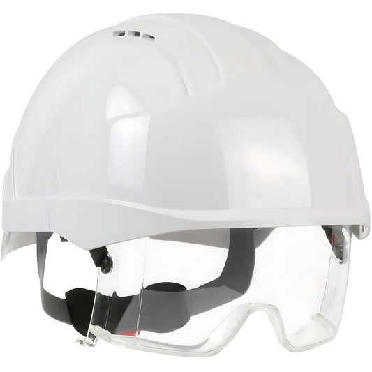 Jsp 280-Evlv-01W Type I, Vented Industrial Safety Helmet With Lightweight Abs Shell, Integrated Ansi Z87.1 Eye Protection, 6-Point Polyester Suspension And Wheel Ratchet Adjustment 280-EVLV-01W-12013