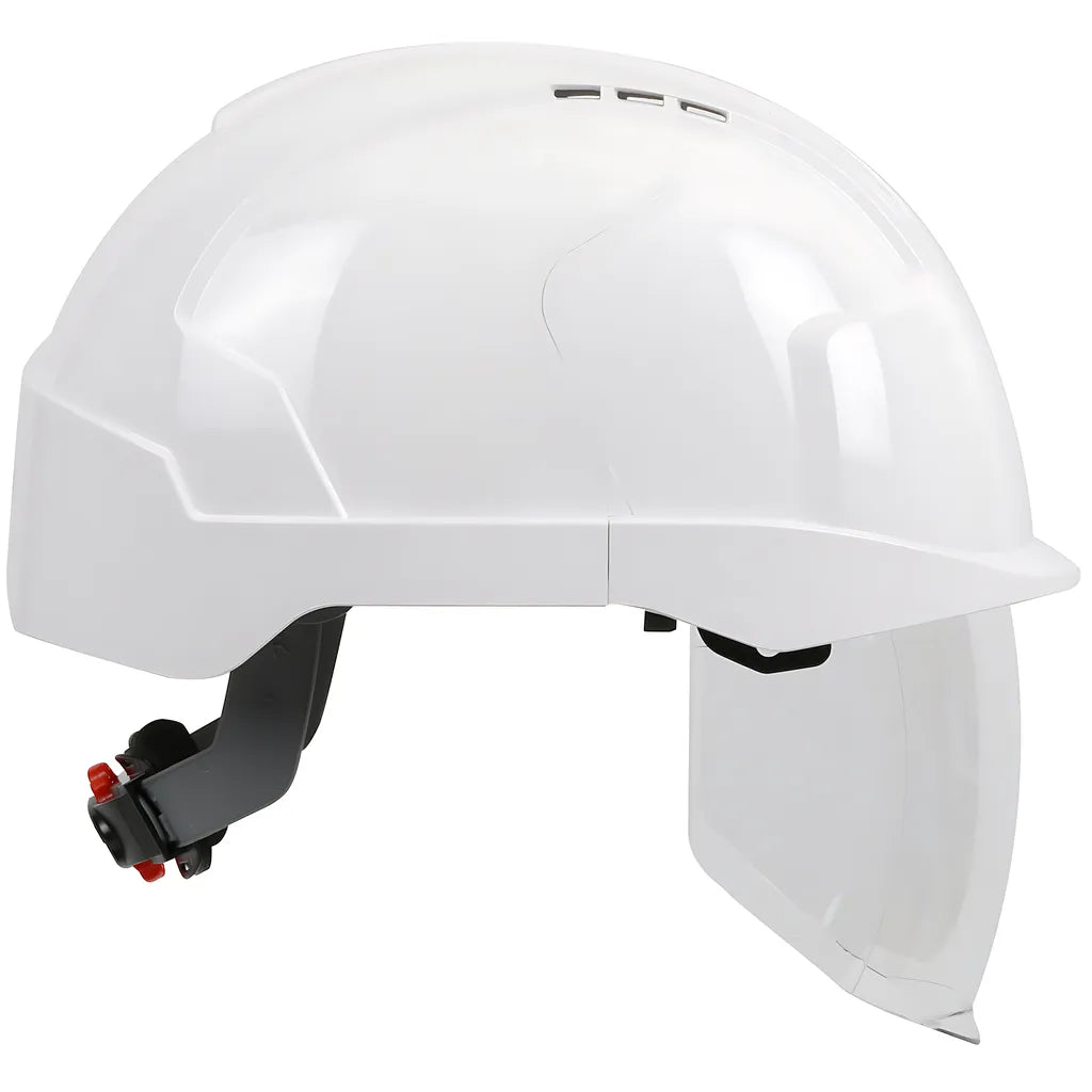Jsp 280-Evsv-01W Type I, Vented Industrial Safety Helmet With Lightweight Abs Shell, Integrated Ansi Z87.1 Faceshield, 6-Point Polyester Suspension And Wheel Ratchet Adjustment 280-EVSV-01W-12045