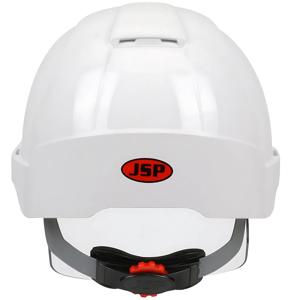 Jsp 280-Evsv-01W Type I, Vented Industrial Safety Helmet With Lightweight Abs Shell, Integrated Ansi Z87.1 Faceshield, 6-Point Polyester Suspension And Wheel Ratchet Adjustment 280-EVSV-01W-12047