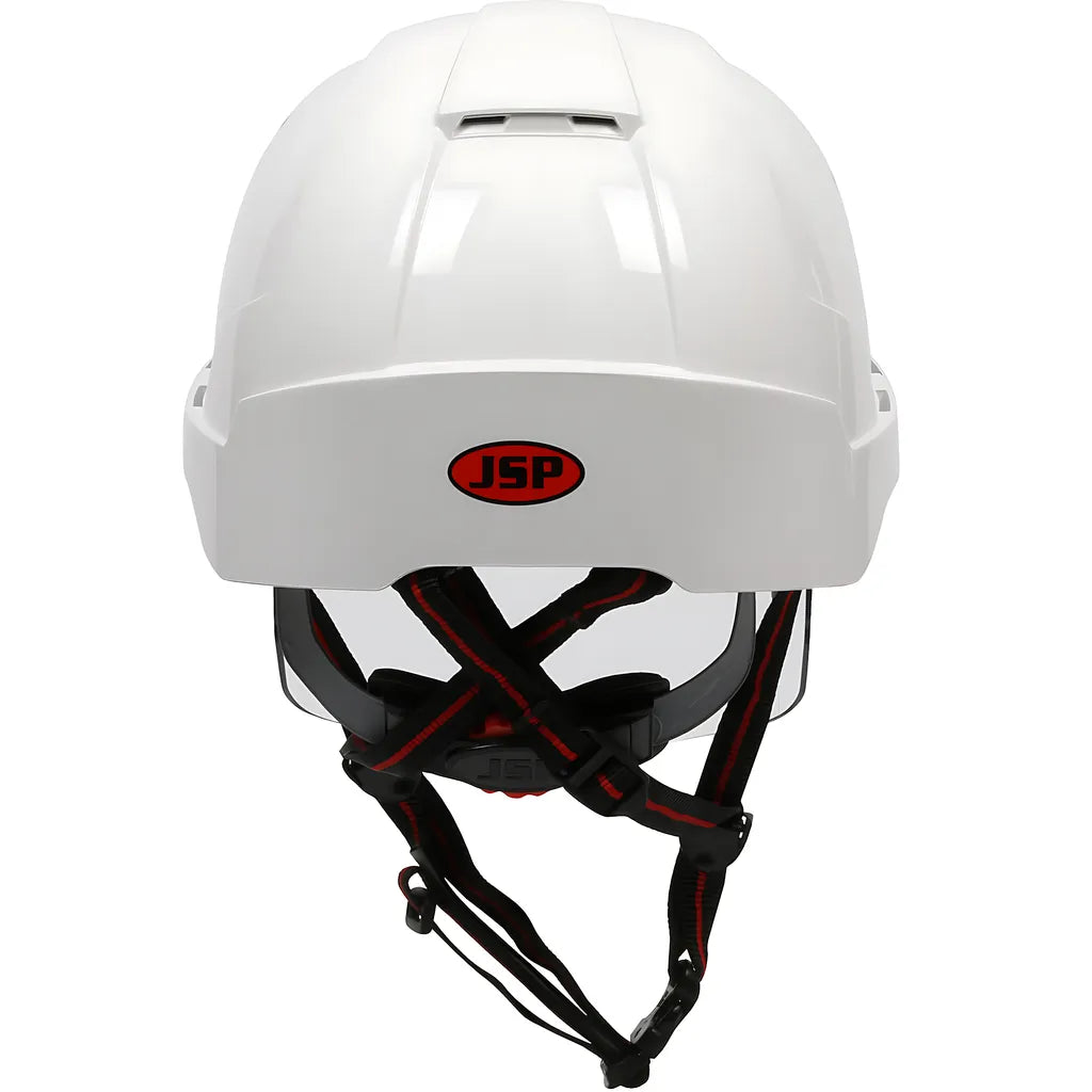 Jsp 280-Evsv-Ch-01S Type I, Vented Industrial Safety Helmet With Fully Adjustable Four Point Chinstrap, Lightweight Abs Shell, Integrated Faceshield, 6-Point Polyester Suspension And Wheel Ratchet Adjustment 280-EVSV-CH-01S-12061