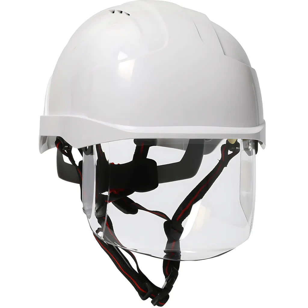 Jsp 280-Evsv-Ch-01W Type I, Vented Industrial Safety Helmet With Fully Adjustable Four Point Chinstrap, Lightweight Abs Shell, Integrated Faceshield, 6-Point Polyester Suspension And Wheel Ratchet Adjustment 280-EVSV-CH-01W-12062