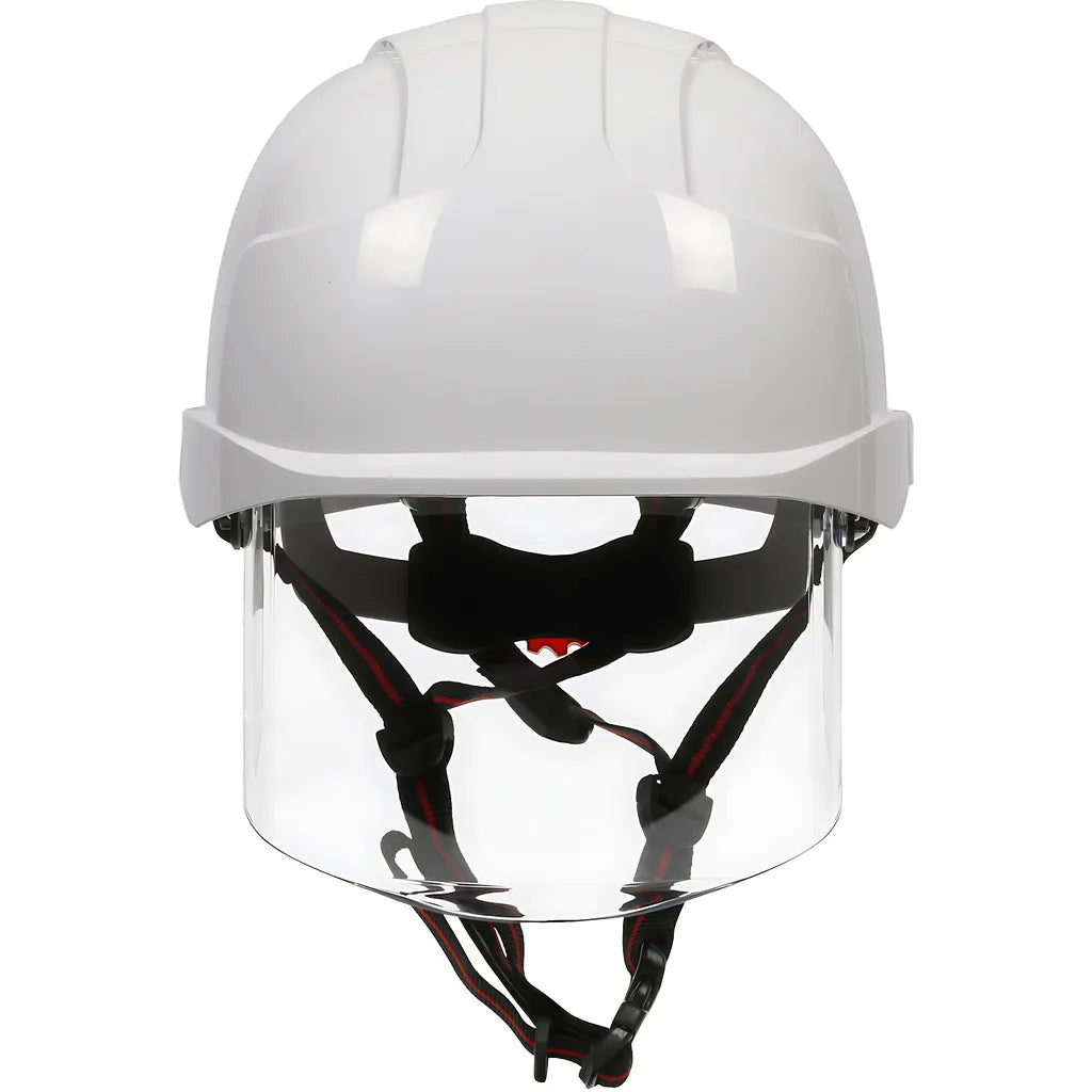 Jsp 280-Evsv-Ch-01W Type I, Vented Industrial Safety Helmet With Fully Adjustable Four Point Chinstrap, Lightweight Abs Shell, Integrated Faceshield, 6-Point Polyester Suspension And Wheel Ratchet Adjustment 280-EVSV-CH-01W-12064