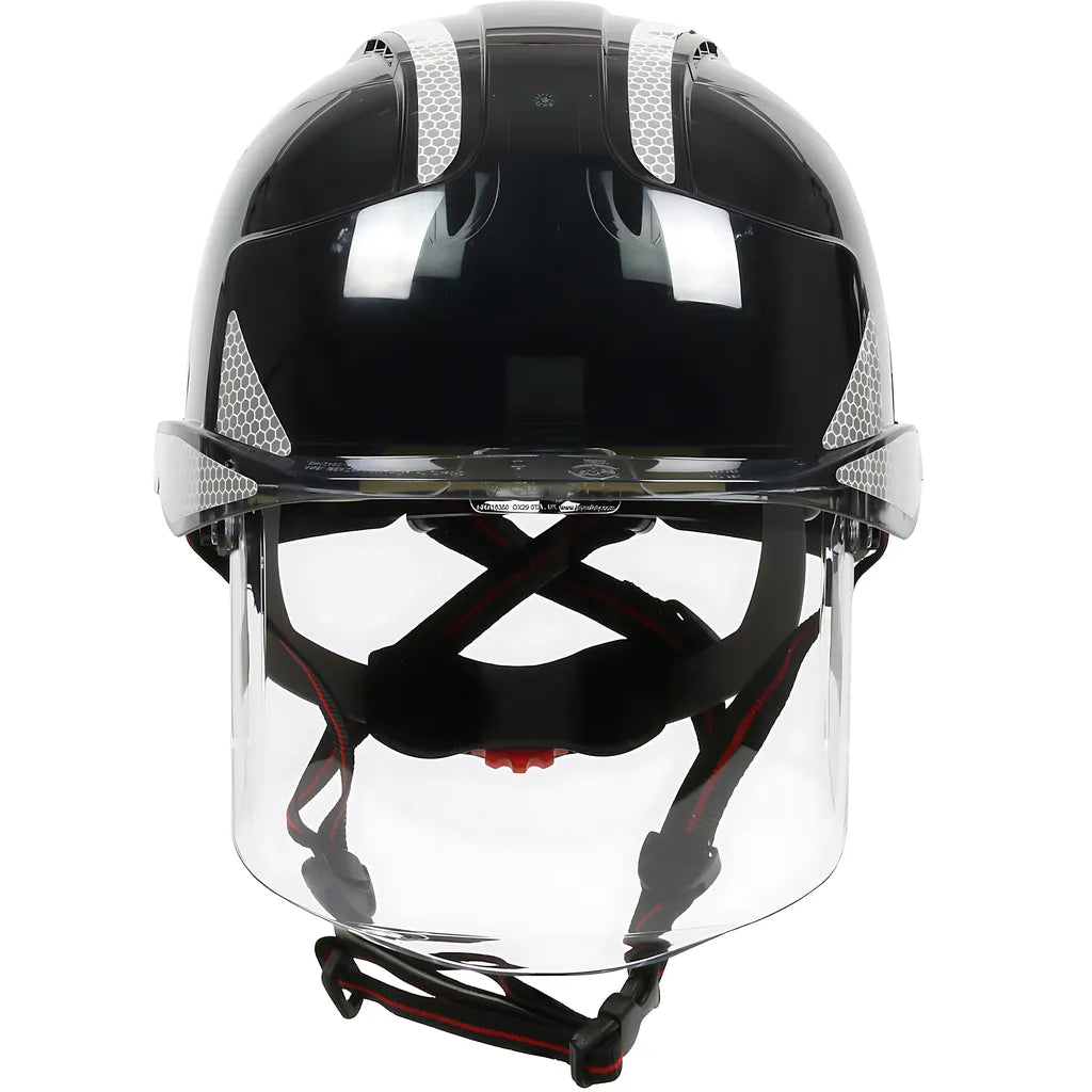 Jsp 280-Evsv-Ch-11Sr Type I, Vented Industrial Safety Helmet With Fully Adjustable Four Point Chinstrap, Lightweight Abs Shell, Integrated Faceshield, 6-Point Polyester Suspension And Wheel Ratchet Adjustment 280-EVSV-CH-11SR-12050