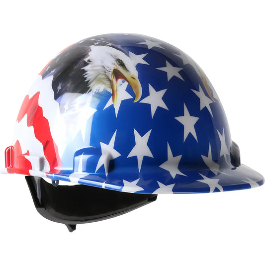 Dynamic 280-Hp341R-Usa Cap Style Smooth Dome Hard Hat With Hdpe Shell, 4-Point Textile Suspension, Graphic Wrap And Wheel-Ratchet Adjustment 280-HP341R-USA-12398