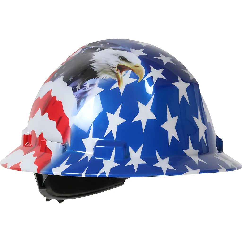 Dynamic 280-Hp641R-Usa Full Brim Hard Hat With Hdpe Shell, 4-Point Textile Suspension Graphic Wrap And Wheel Ratchet Adjustment 280-HP641R-USA-12490