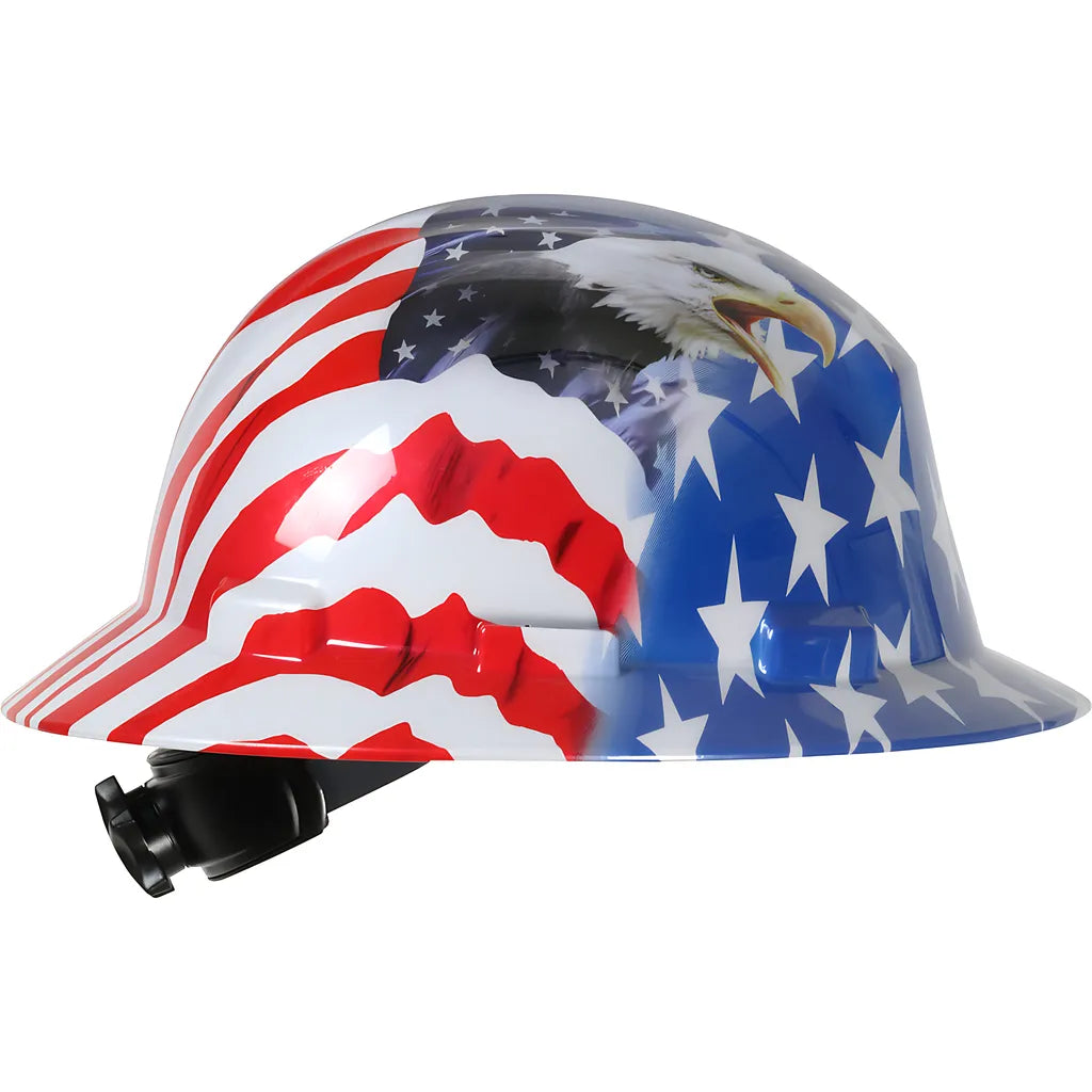 Dynamic 280-Hp641R-Usa Full Brim Hard Hat With Hdpe Shell, 4-Point Textile Suspension Graphic Wrap And Wheel Ratchet Adjustment 280-HP641R-USA-12492