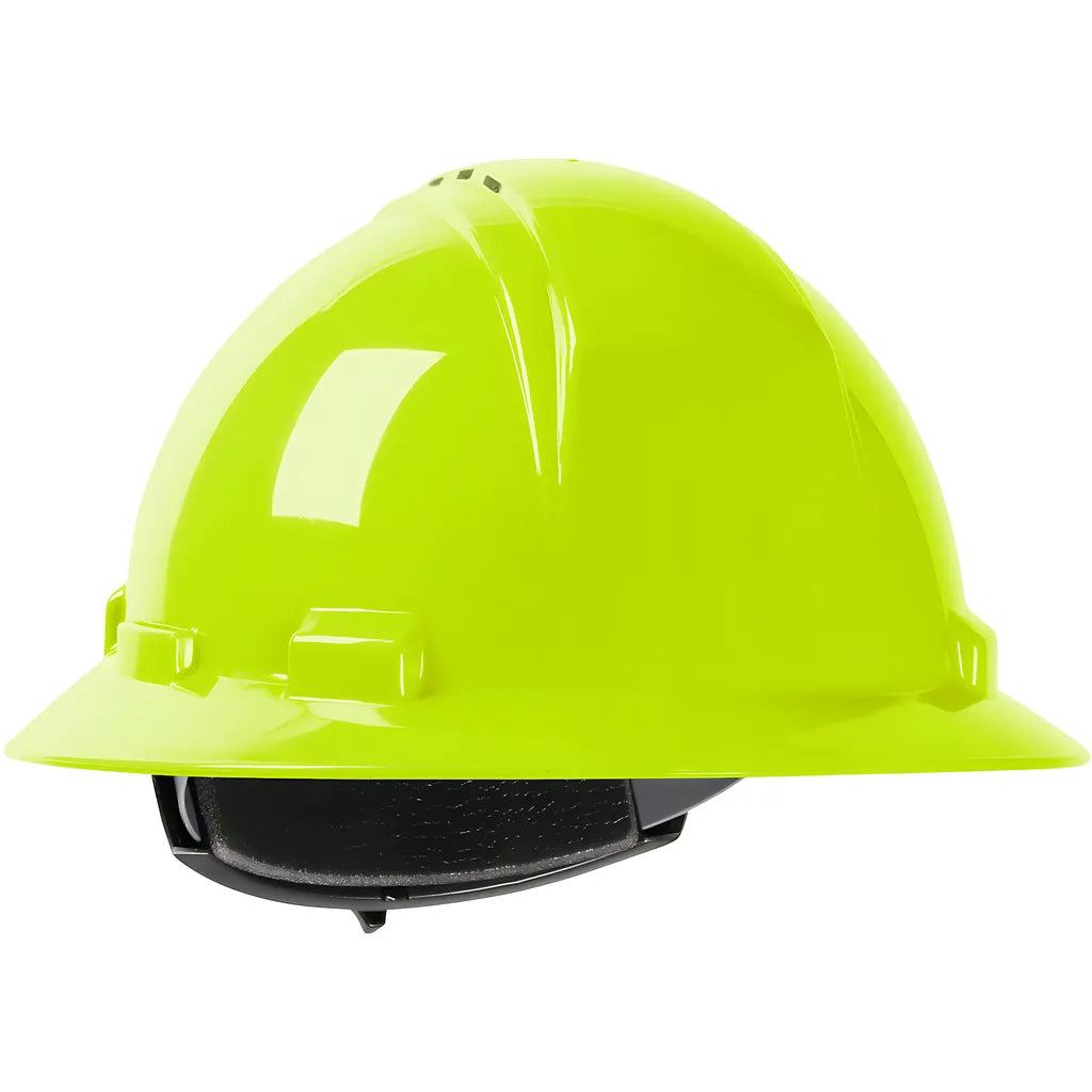 Dynamic 280-Hp641Rv-44 Vented, Full Brim Hard Hat With Hdpe Shell, 4-Point Textile Suspension And Wheel Ratchet Adjustment 280-HP641RV-44-12501