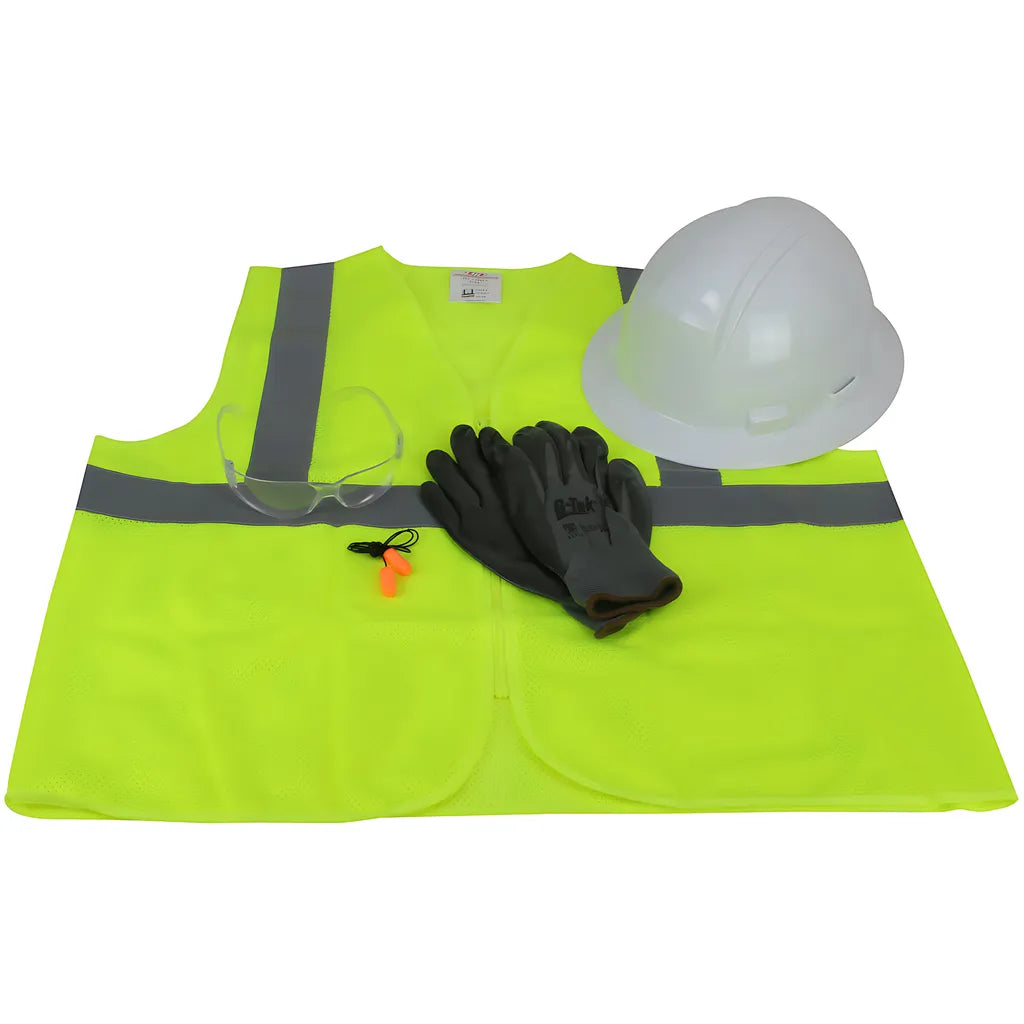 Dynamic 289-Gtw-Hp641-M/L Pre-Packed Ppe Kit, Hp641 Full Brim Hat, Safety Eyewear, Earplugs, Gloves And Vest 289-GTW-HP641-ML-12747