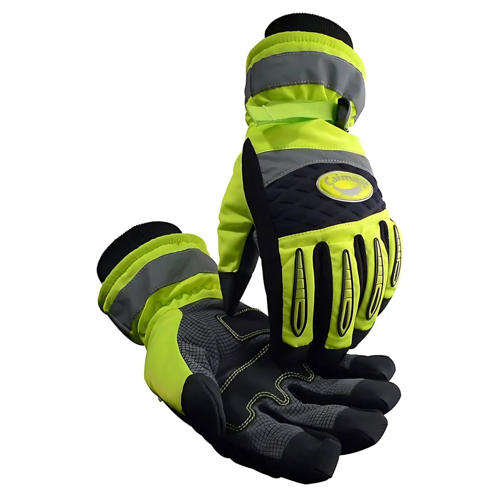 Caiman 2991-5 Synthetic Leather Patch Palm Glove With Hi-Vis Polyester Back - Heatrac Insulation 2991-5-12898