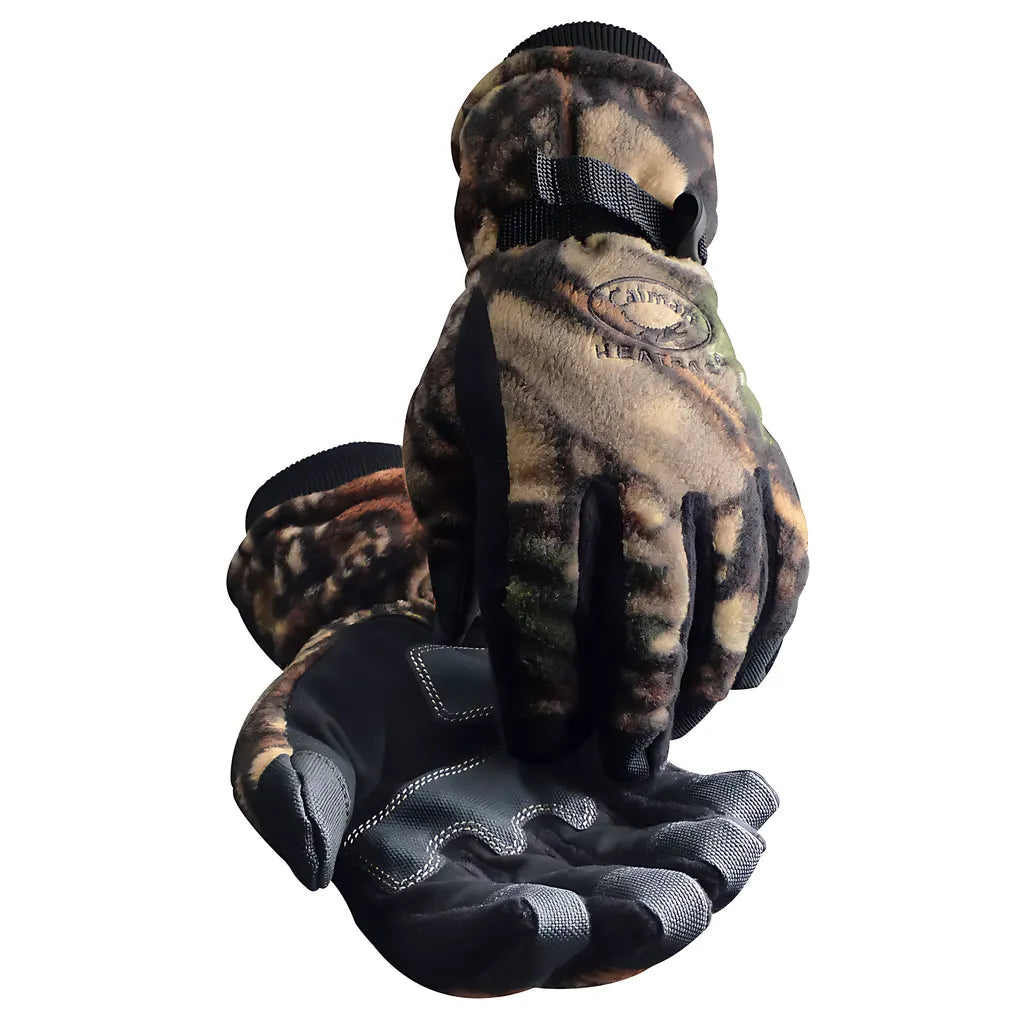 Caiman 2992-5 Synthetic Leather Patch Palm Glove With Camouflage Fleece Back - Heatrac Insulation 2992-5-12910