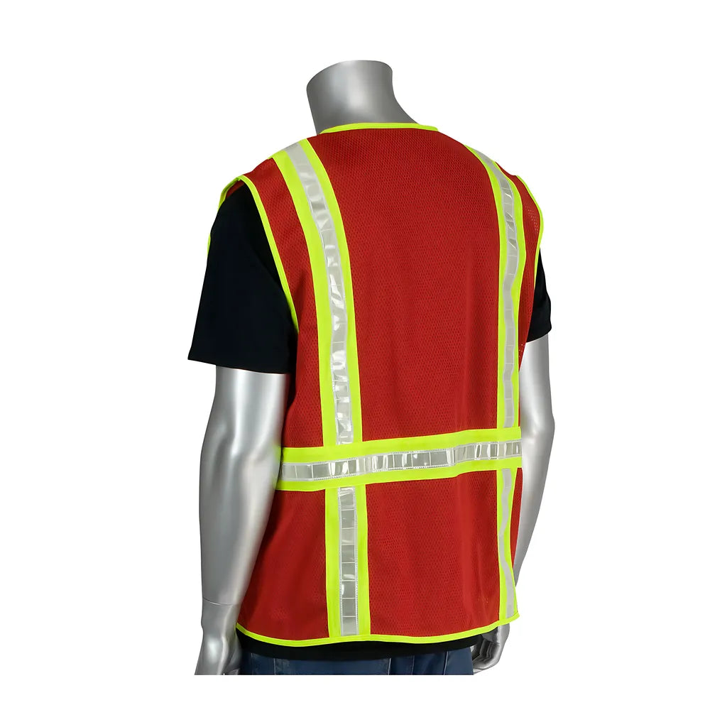 Pip 300-1000-Rd/2X Non-Ansi Surveyor'S Style Safety Vest With A Solid Front, Mesh Back And Prismatic Tape 300-1000-RD2X-13049