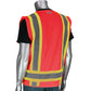 Pip 302-0500M-Rd/5X Ansi Type R Class 2 Two-Tone Eleven Pocket Mesh Surveyors Vest 302-0500M-RD5X-13556