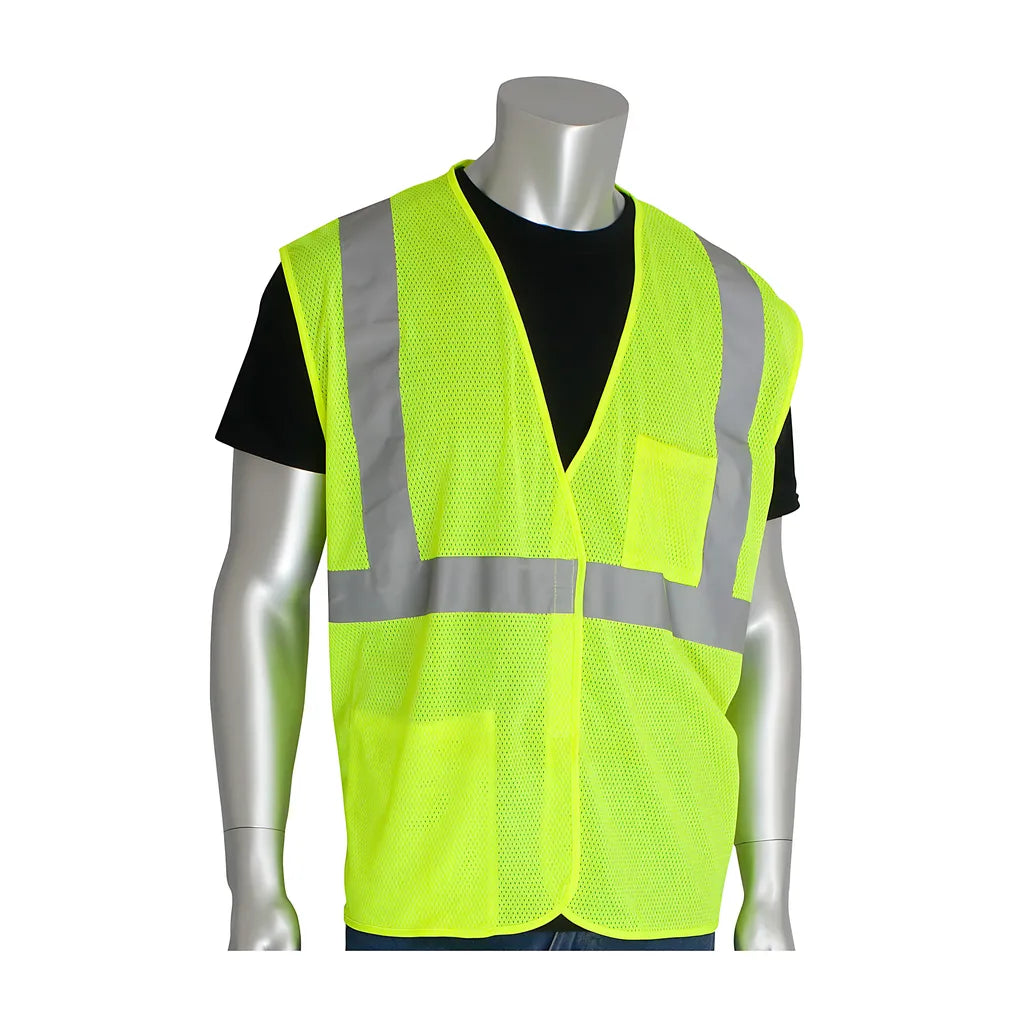 Pip 302-0702-Ly/2X Ansi Type R Class 2 Two Pocket Value Mesh Vest 302-0702-LY2X-13853