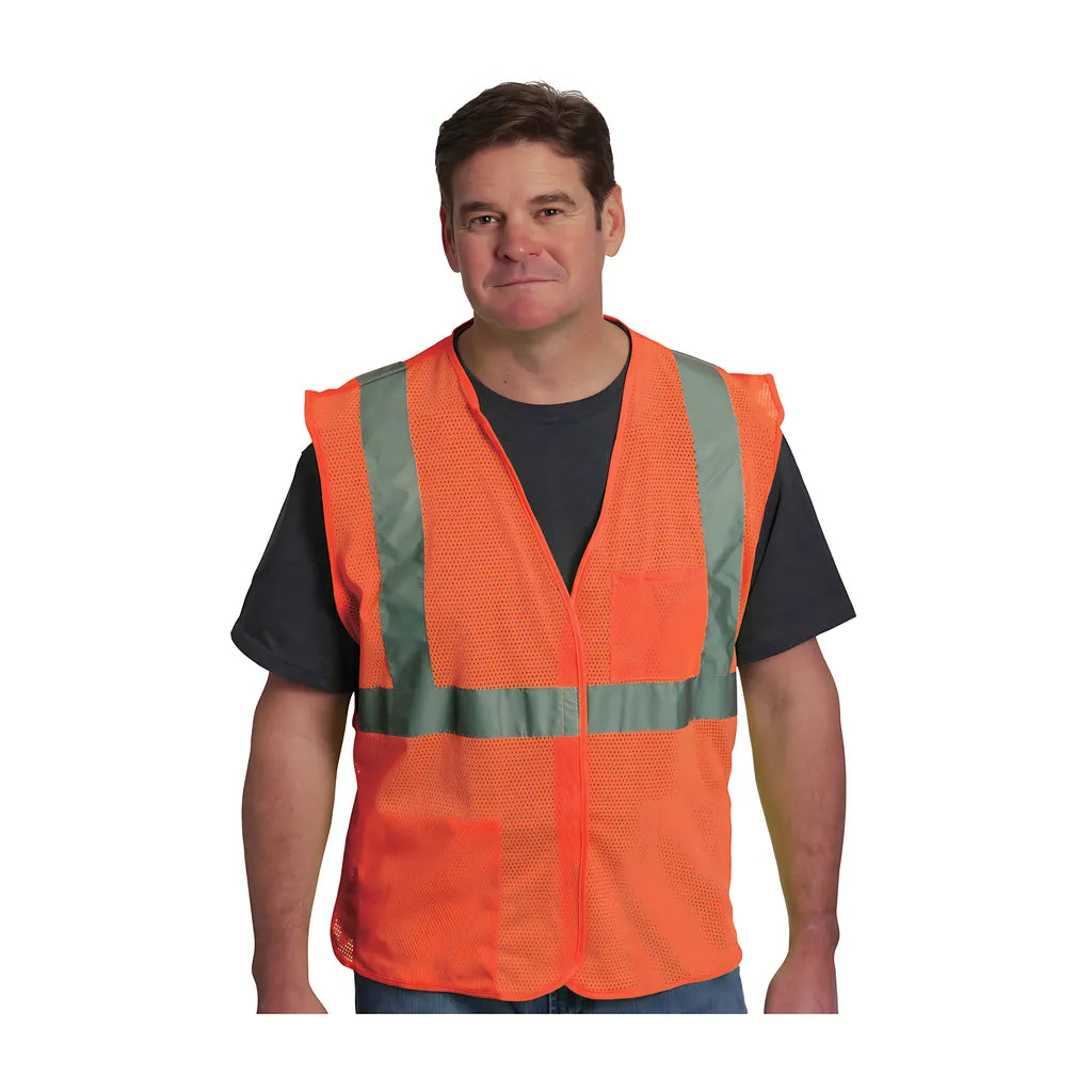Pip 302-0702-Or/Xl Ansi Type R Class 2 Two Pocket Value Mesh Vest 302-0702-ORXL-13836