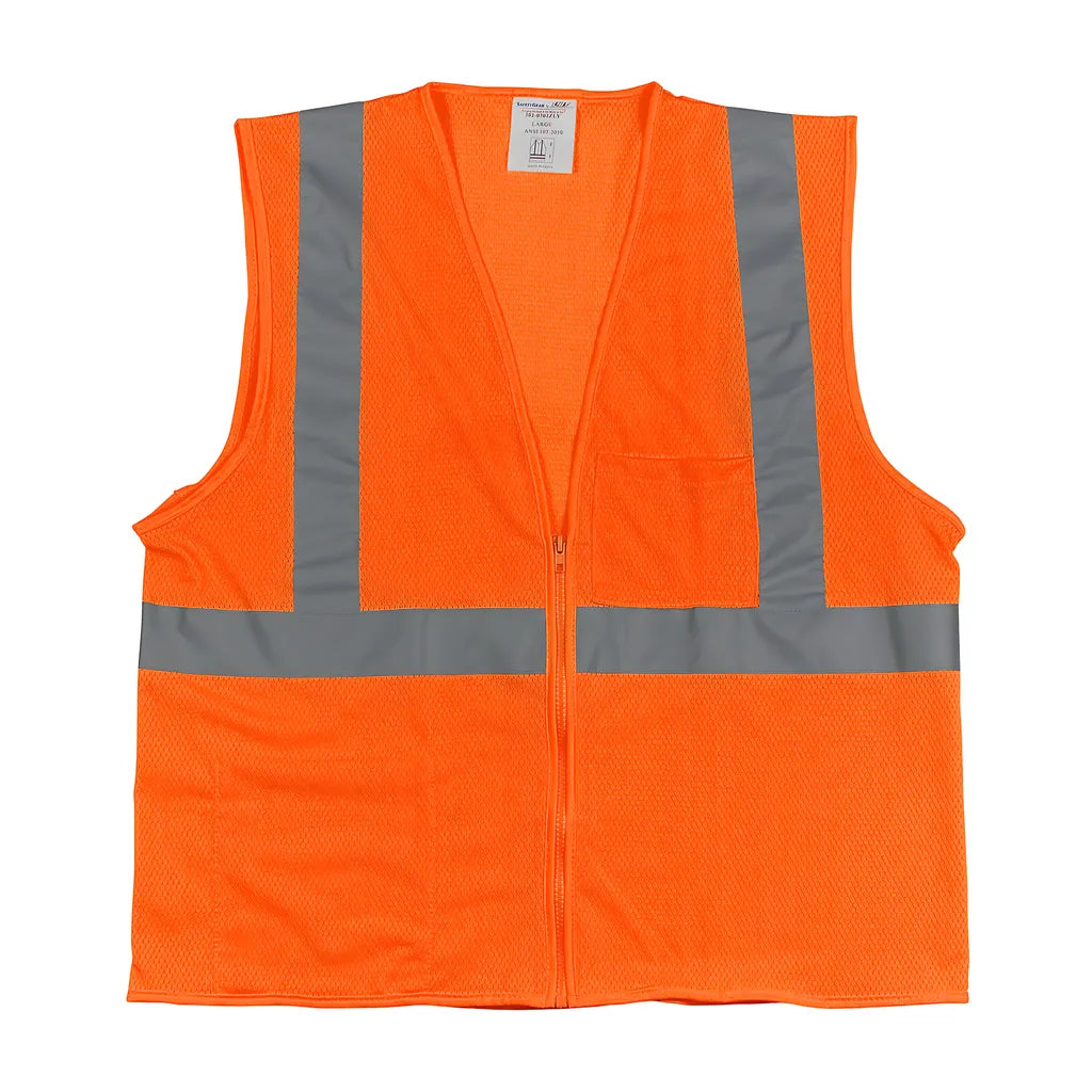 Pip 302-0702Z-Or/3X Ansi Type R Class 2 Two Pocket Zipper Mesh Vest 302-0702Z-OR3X-13872