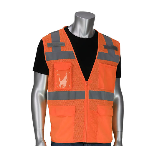 Pip 302-0750-Or/S Ansi Type R Class 2 Five Pocket Surveyors Vest 302-0750-ORS-13923
