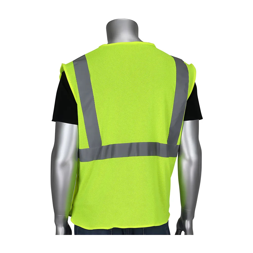 Pip 302-5Pmvly-4X Ansi Type R Class 2 Three Pocket Mesh Breakaway Vest 302-5PMVLY-4X-14052