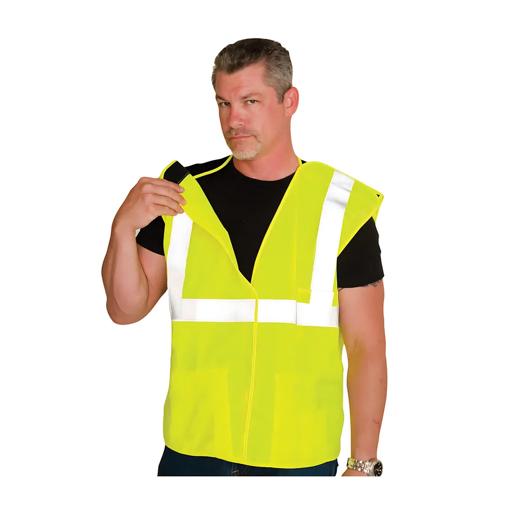 Pip 302-5Pvly-4X Ansi Type R Class 2 Three Pocket Solid Breakaway Vest 302-5PVLY-4X-14114