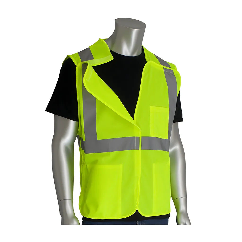 Pip 302-5Pvly-5X Ansi Type R Class 2 Three Pocket Solid Breakaway Vest 302-5PVLY-5X-14116