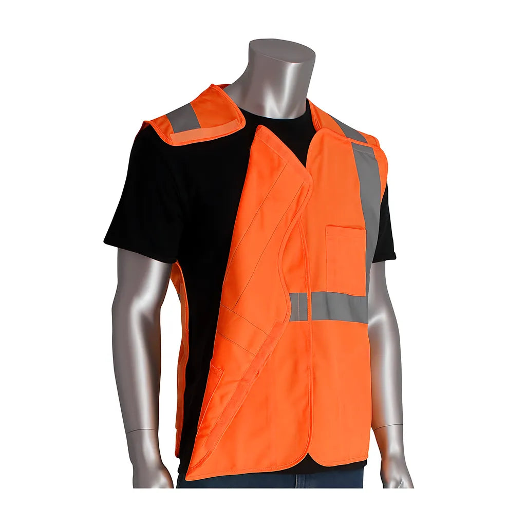Pip 302-5Pvor-4X Ansi Type R Class 2 Three Pocket Solid Breakaway Vest 302-5PVOR-4X-14085