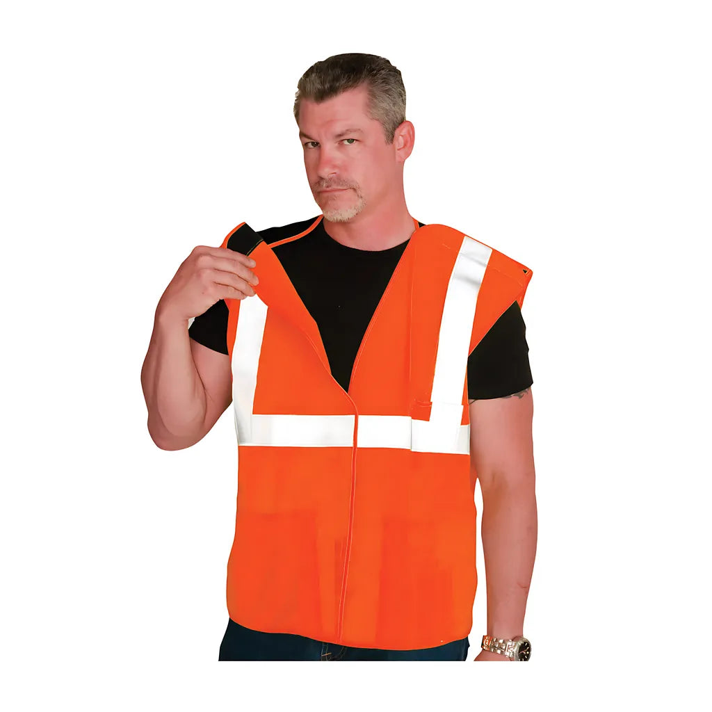 Pip 302-5Pvor-5X Ansi Type R Class 2 Three Pocket Solid Breakaway Vest 302-5PVOR-5X-14082
